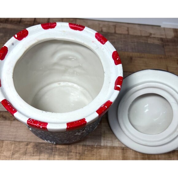 Whimsical Winter Snowman Ceramic Storage Canister With Decorative Lid - Picture 5 of 5